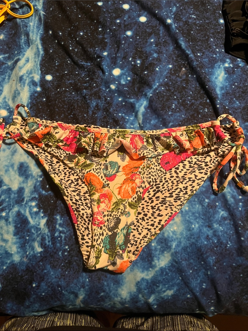H&M Floral & Leopard Tie-Side Bikini Bottoms in White, Pink, Orange, Green, Blue